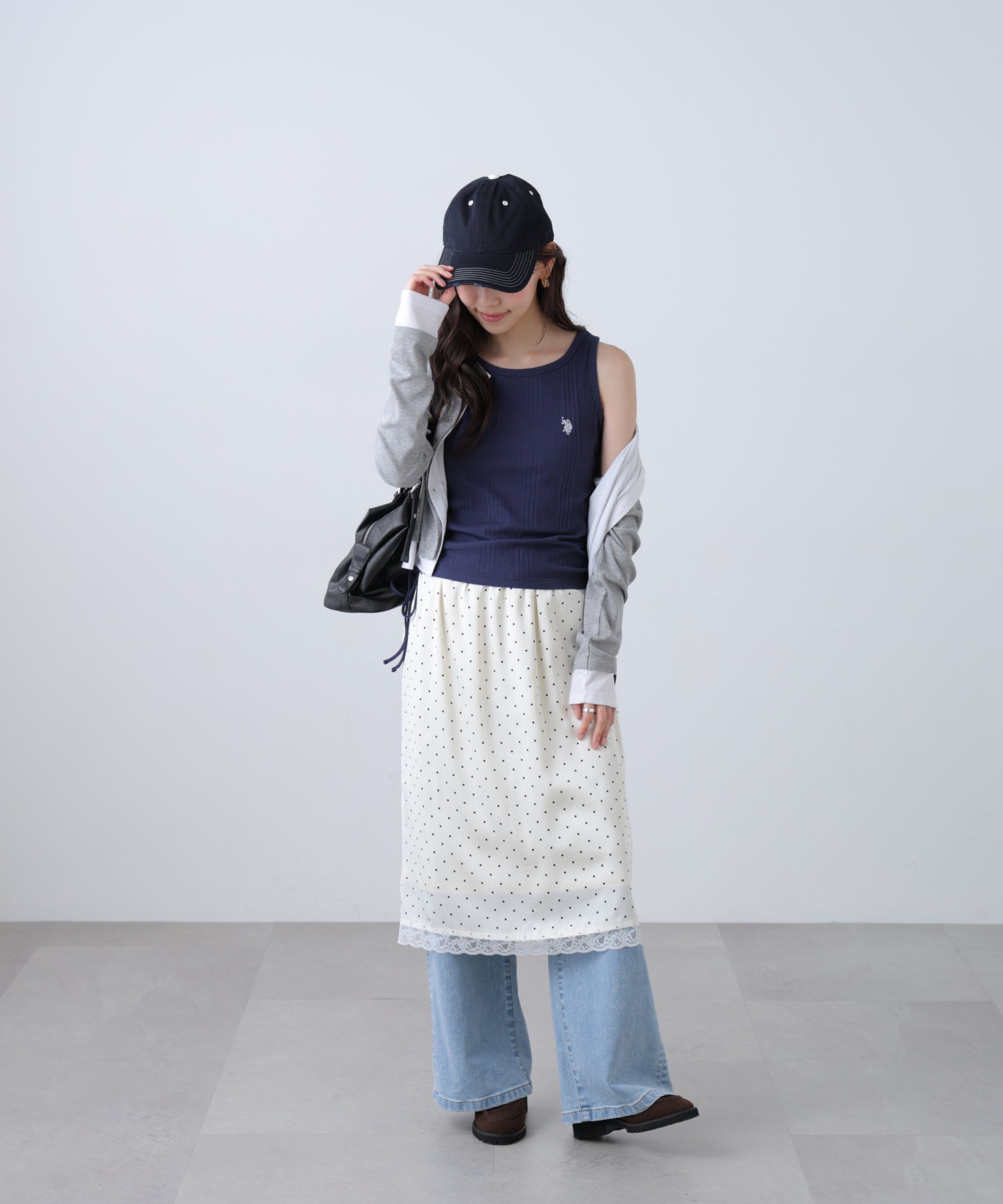  「レーストリムサテンミディスカート」|スカート|