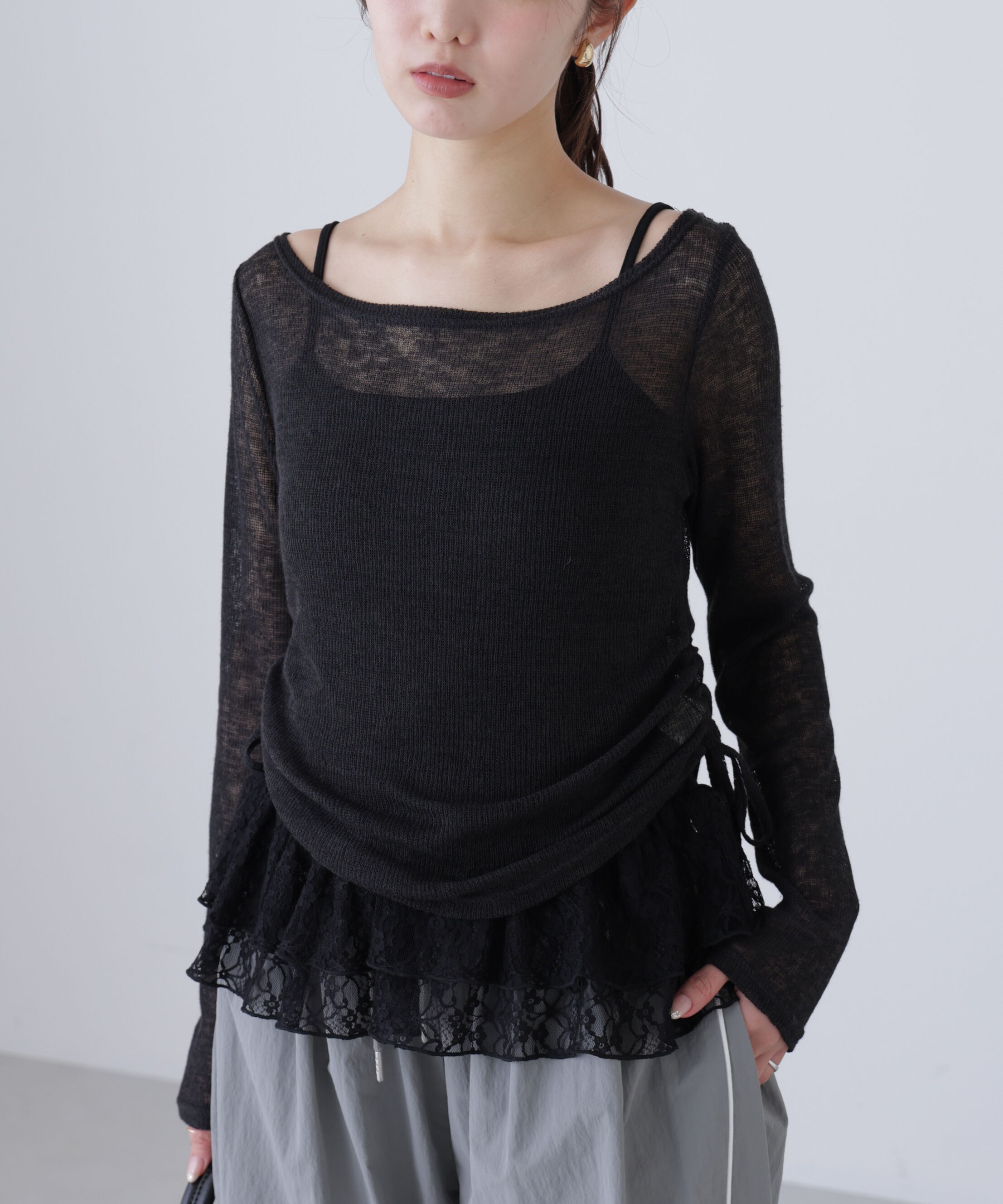  「メランジドロストレースティアードキャミセット」|Tシャツ・カットソー|