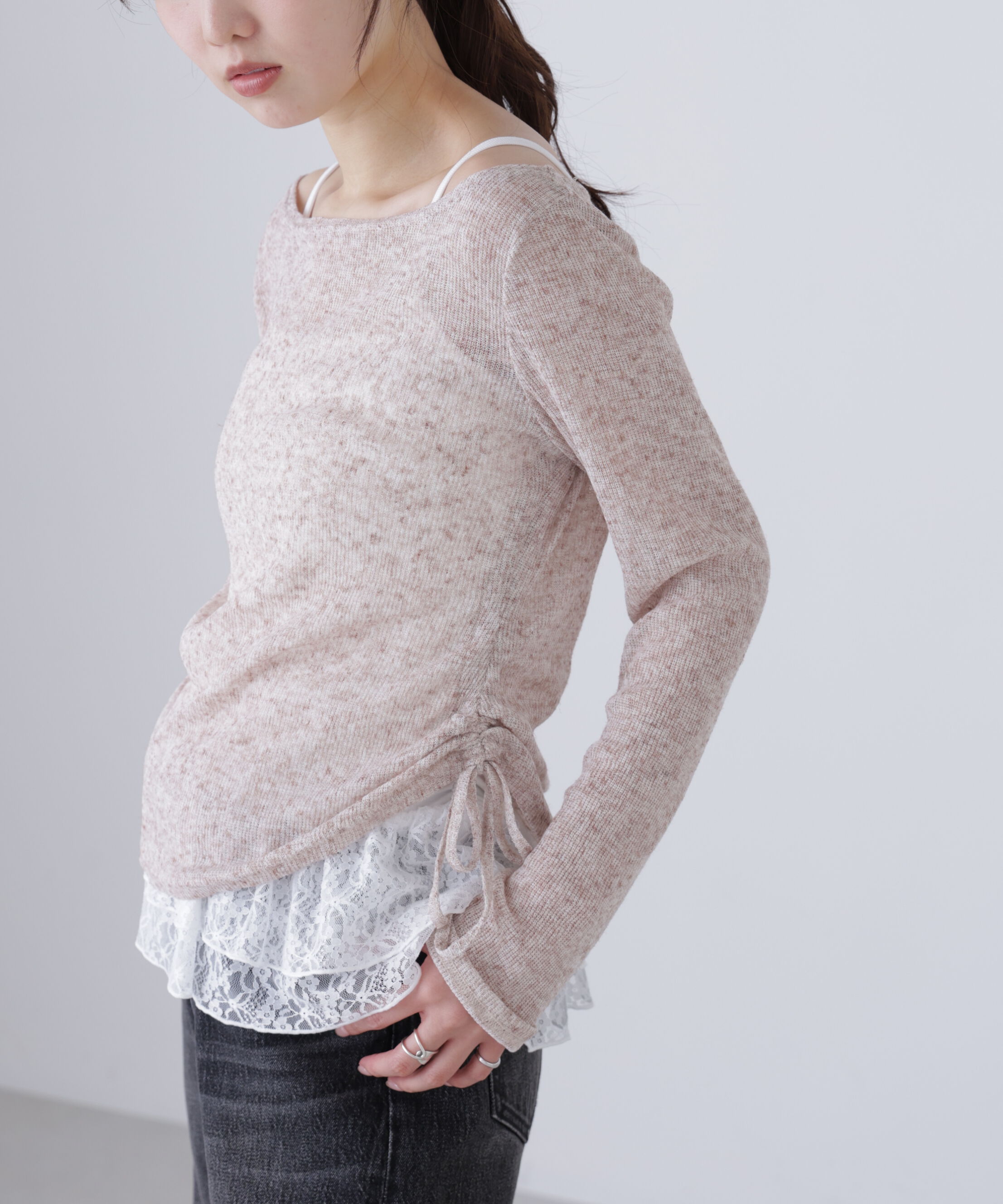  「メランジドロストレースティアードキャミセット」|Tシャツ・カットソー|