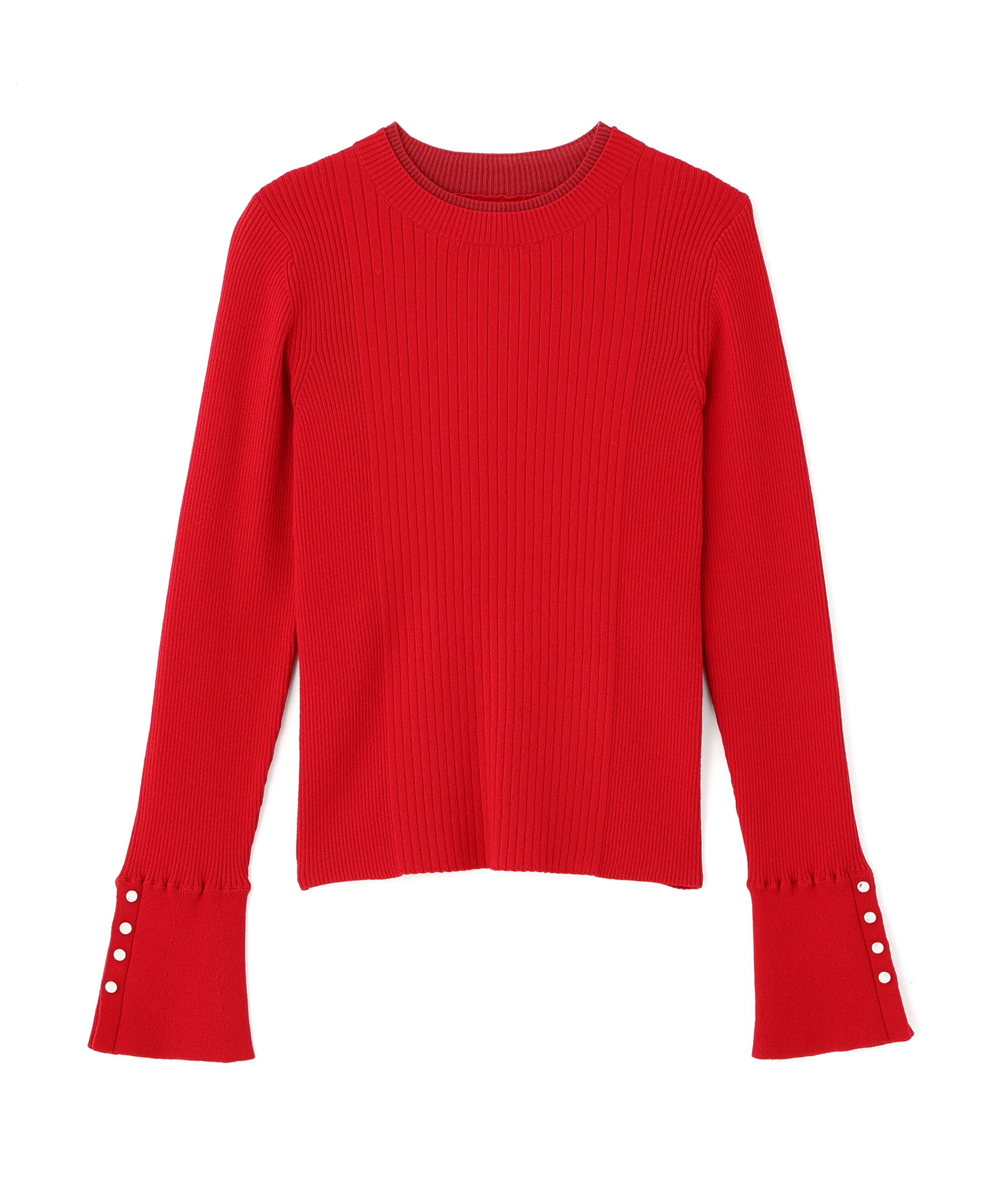  「袖ボタンリブニット」|ニット・セーター|