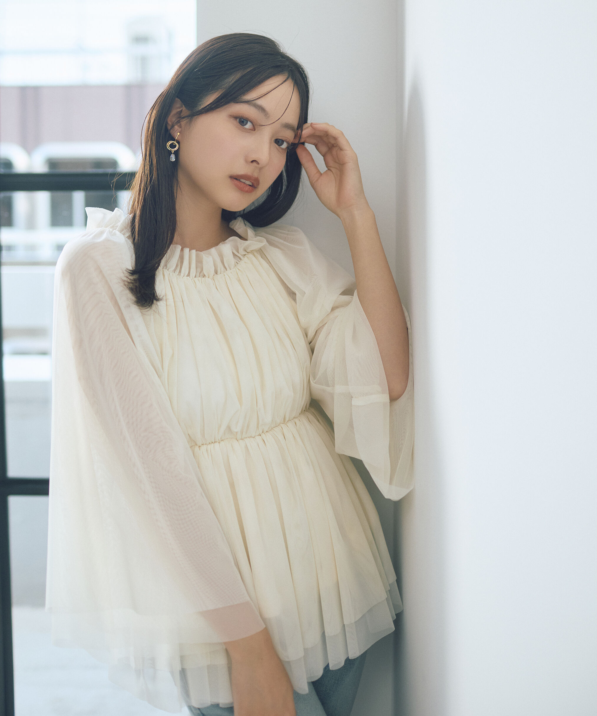 PROPORTION BODY DRESSING「＜明日香さんコラボ＞チュールスリーブフレアブラウス　26SS」|シャツ・ブラウス|