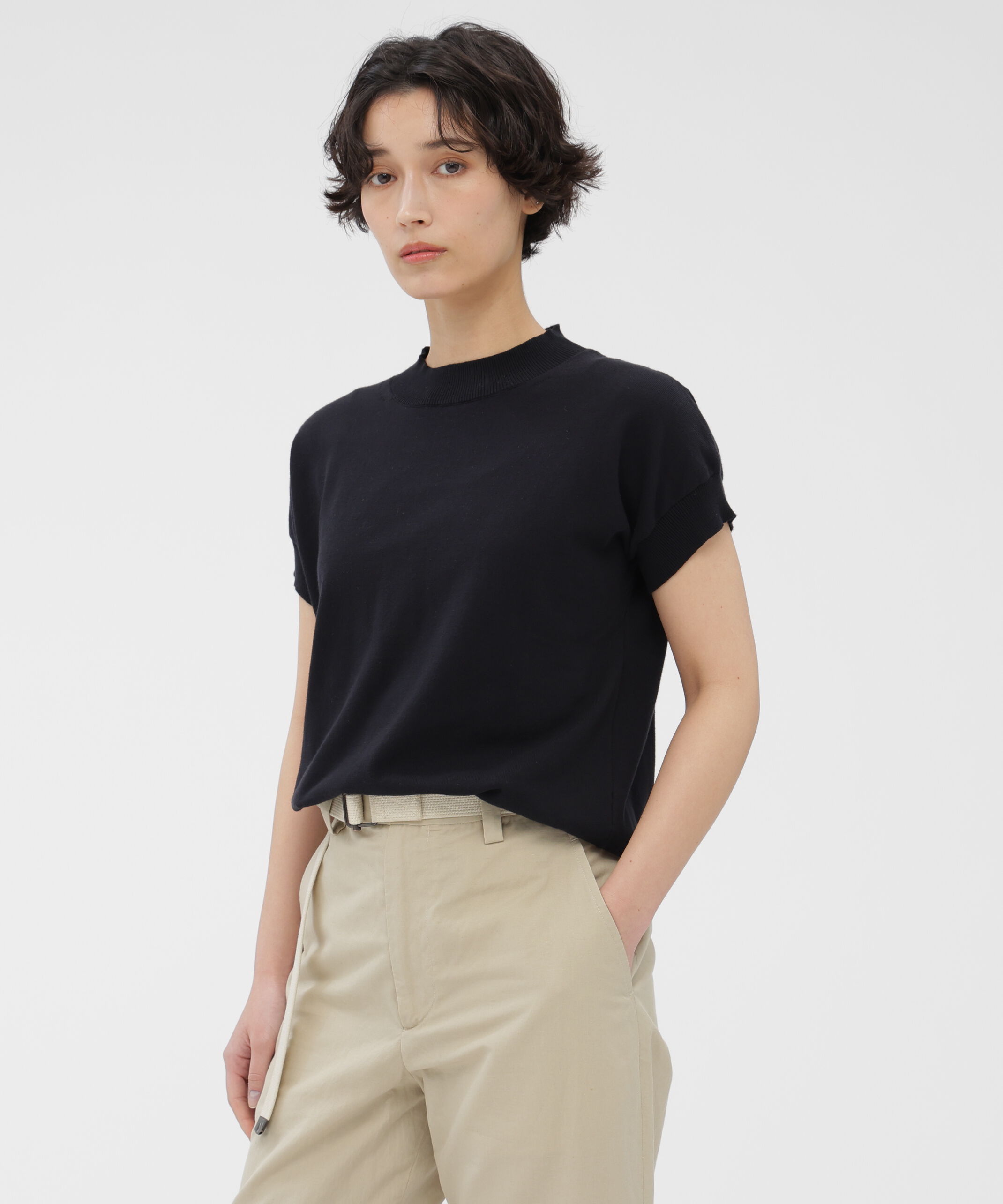  「HIGHTWIST COTTON KNITWEAR」|ニット・セーター|BLACK