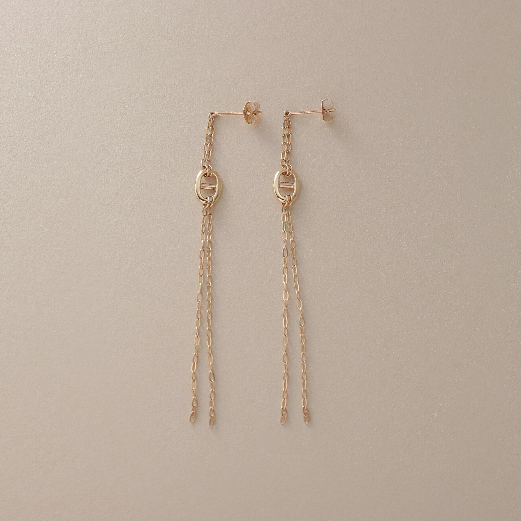 COCOSHNIK「K10マリンモチーフチェーンフリンジ スタッドピアス」|ピアス|