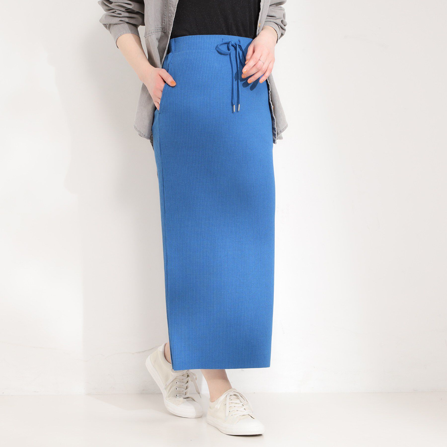 SHOO･LA･RUE「【セルフカット可能/洗濯機可/S-LL】テレコナロースカート」|スカート|