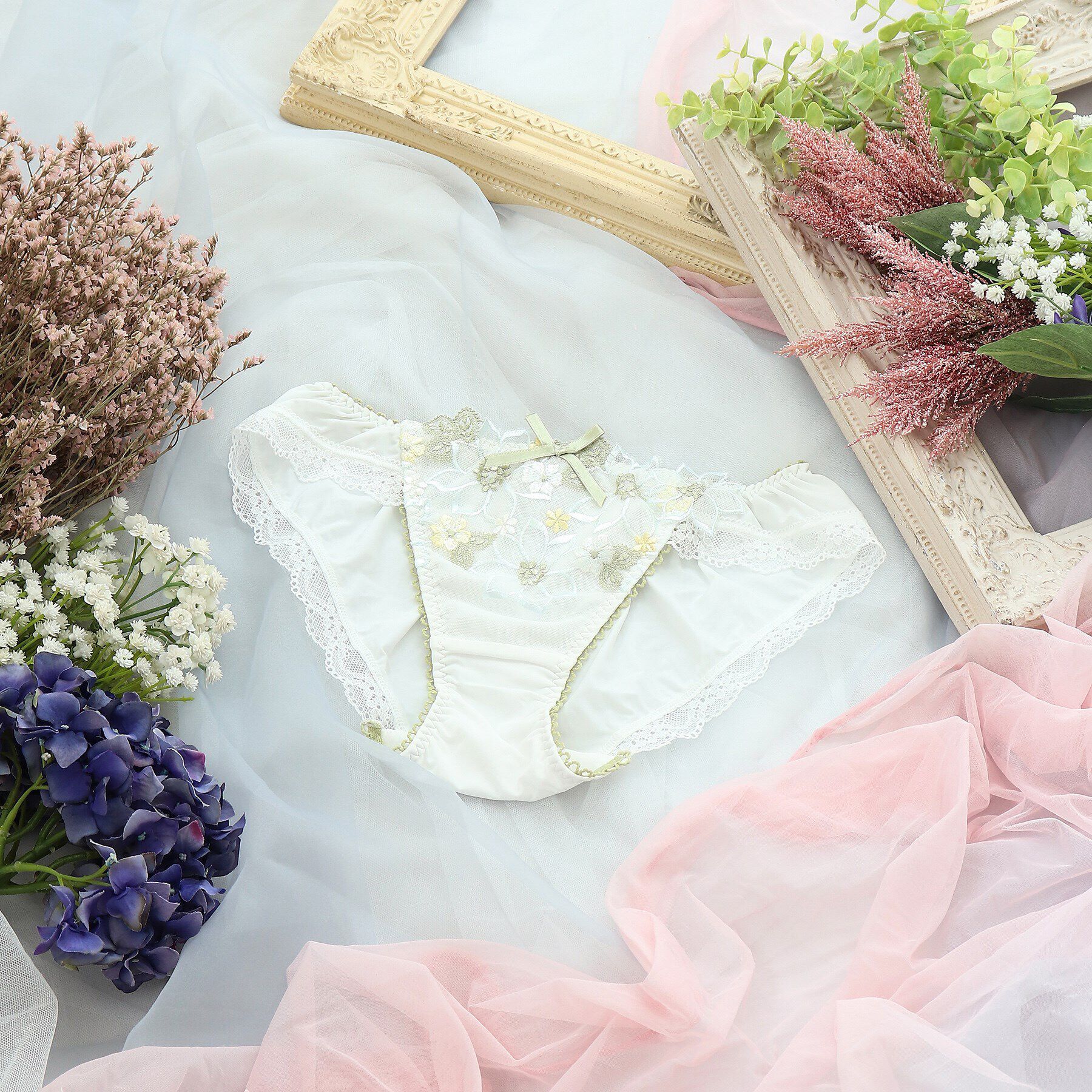 Risa Magli「カモミーユ ノーマルショーツ」|インナー|グリーン(022)