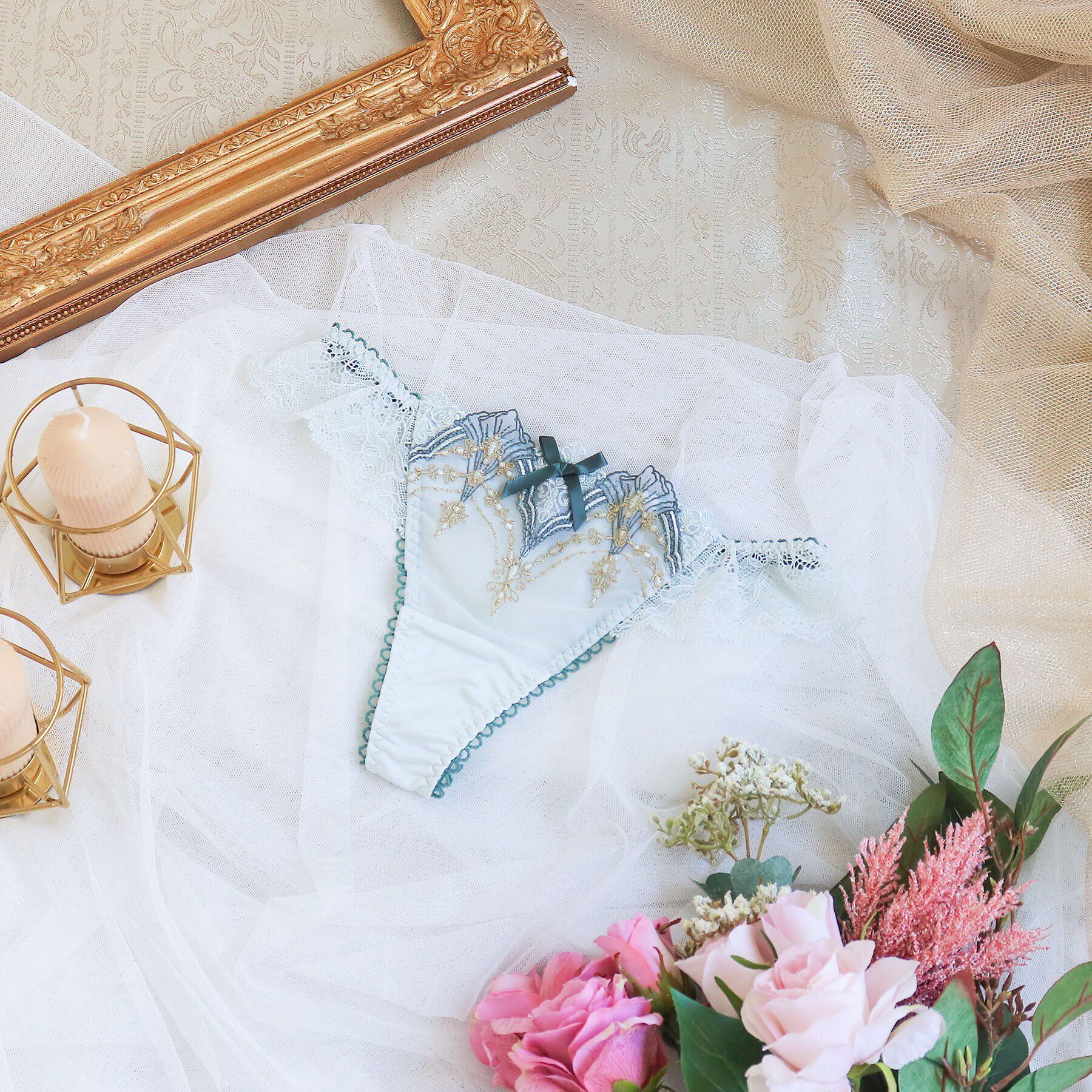 Risa Magli「シェール Tバックショーツ」|インナー|グリーン(022)