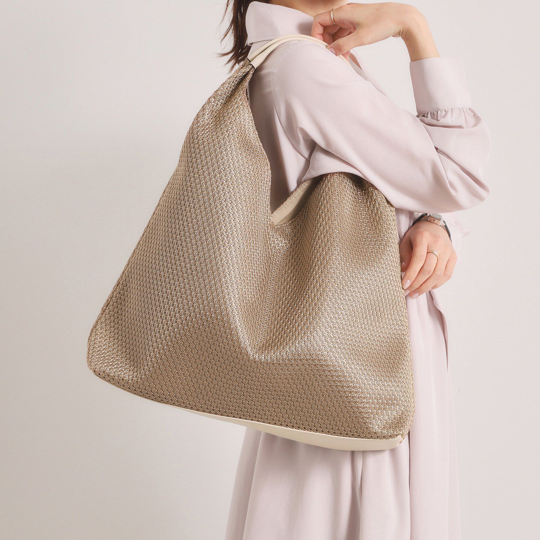 ITS&rsquo;DEMO「コード編みトート」|トートバッグ|ベージュ(052)