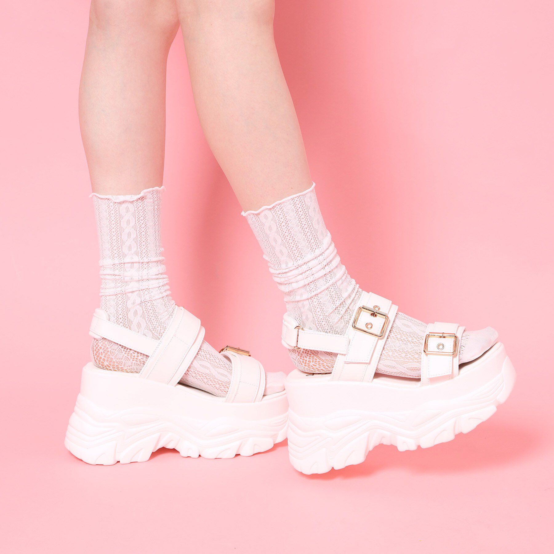 csT&P「厚底ダブルベルトサンダル」|サンダル|ホワイト(001)