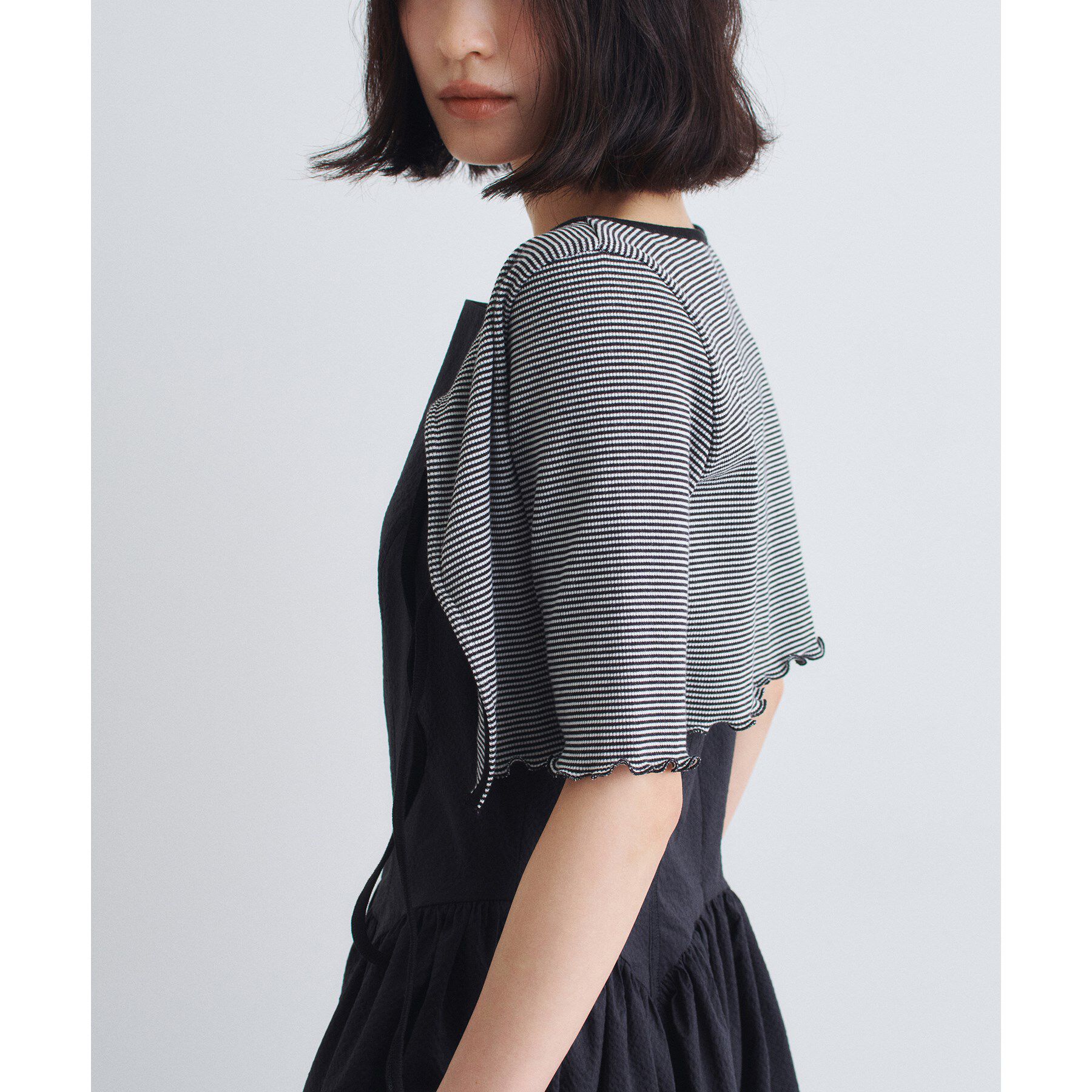 CODE A「chic border 2way ribbon cardigan」|カーディガン|ホワイト(301)