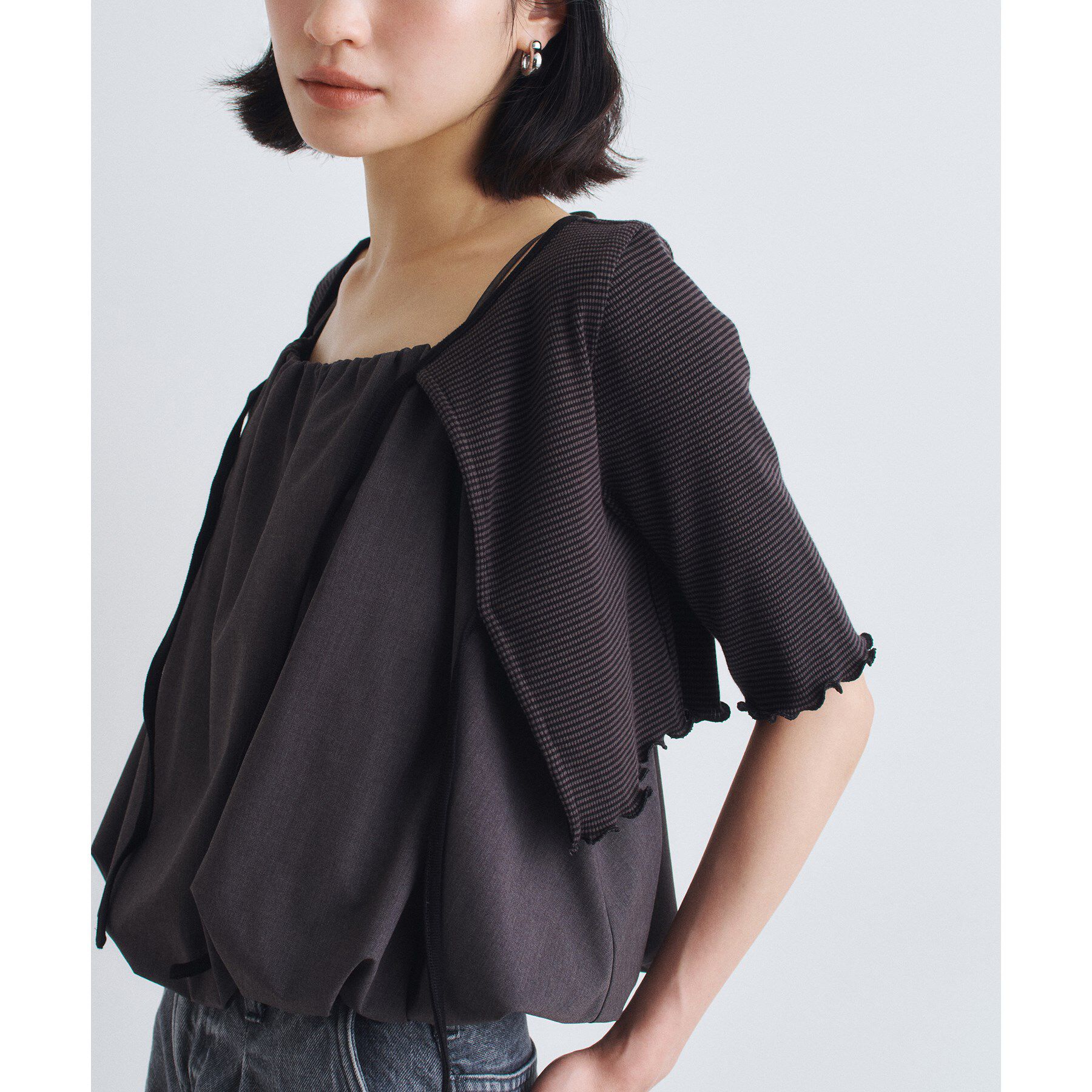 CODE A「chic border 2way ribbon cardigan」|カーディガン|