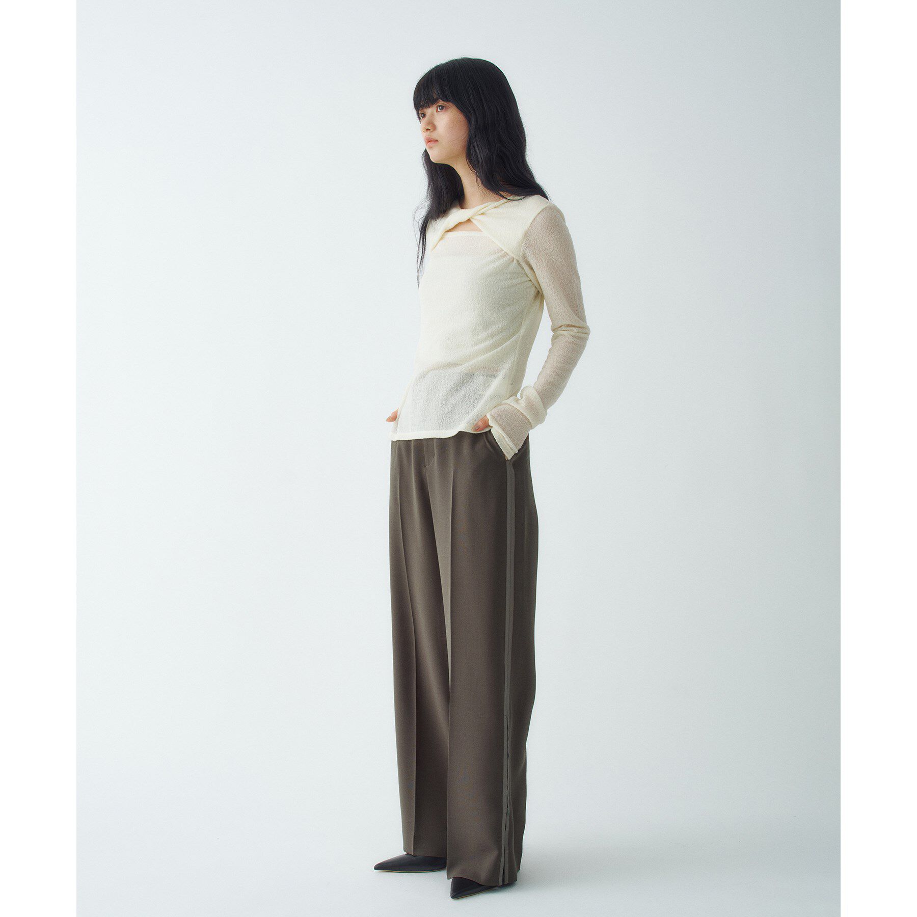 CODE A「twist sheer jersey top」|Tシャツ・カットソー|