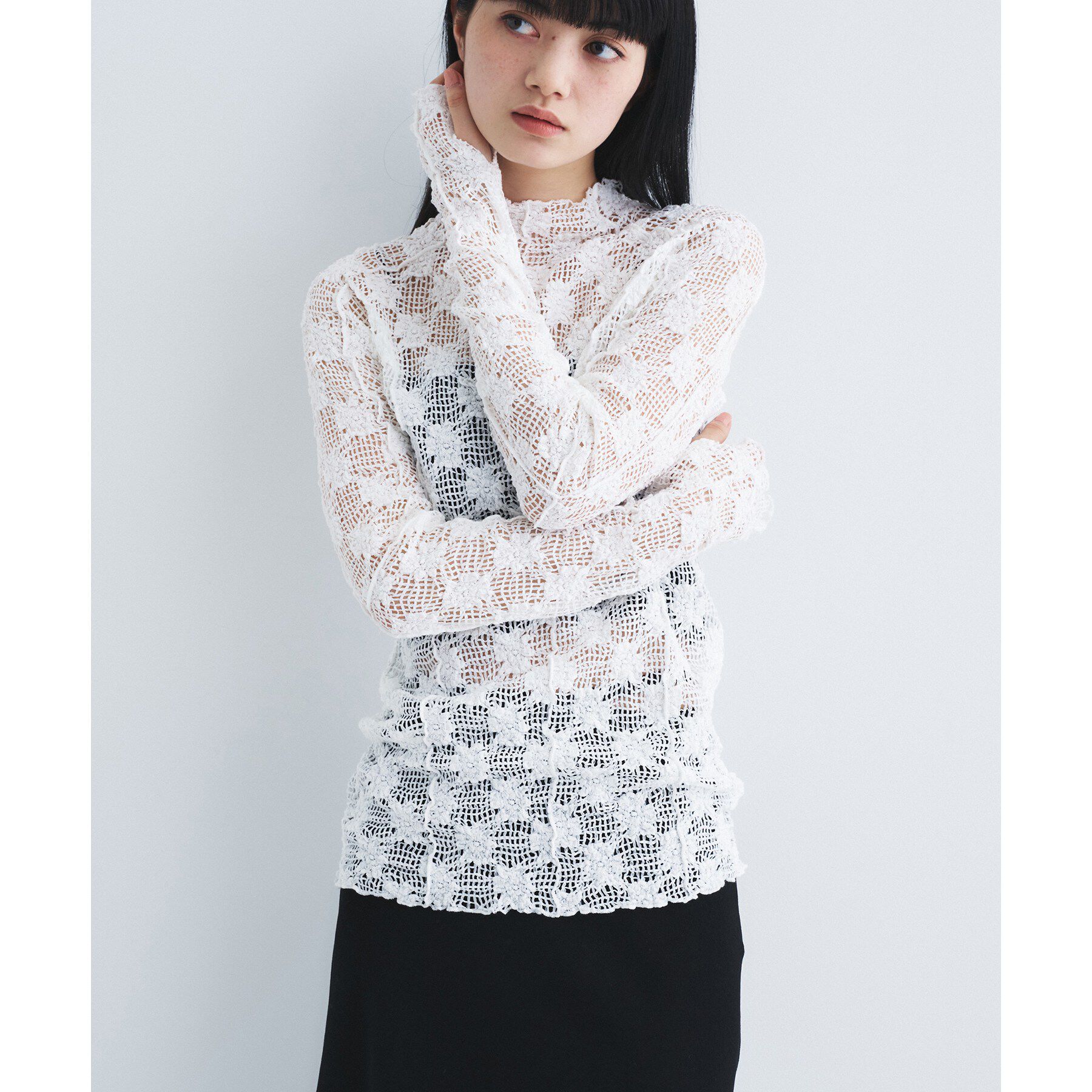 CODE A「floral lace highneck tops」|Tシャツ・カットソー|