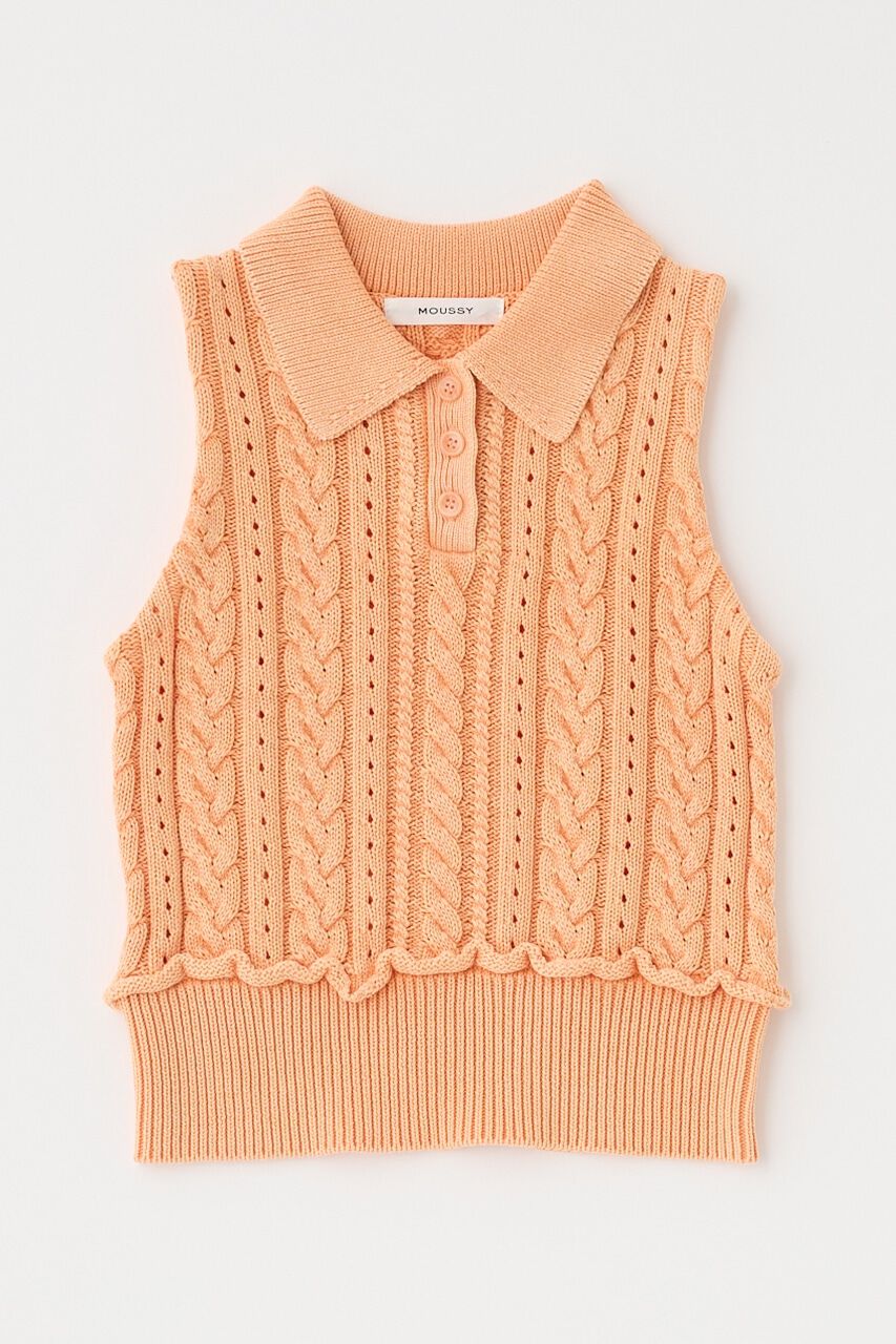 MOUSSY「CABLE KNIT POLO タンク」|タンクトップ|