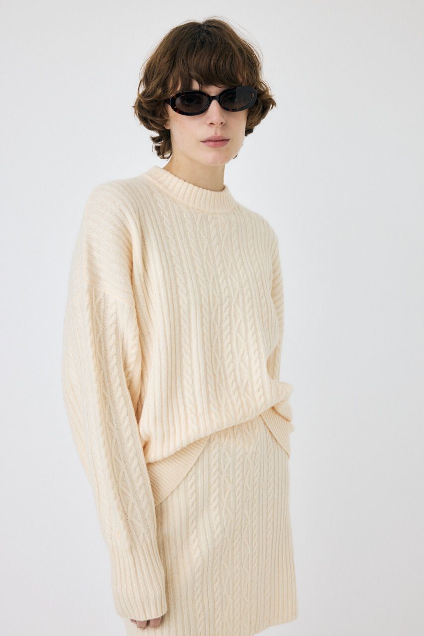 MOUSSY「RIB CABLE ニットトップス」|ニット・セーター|