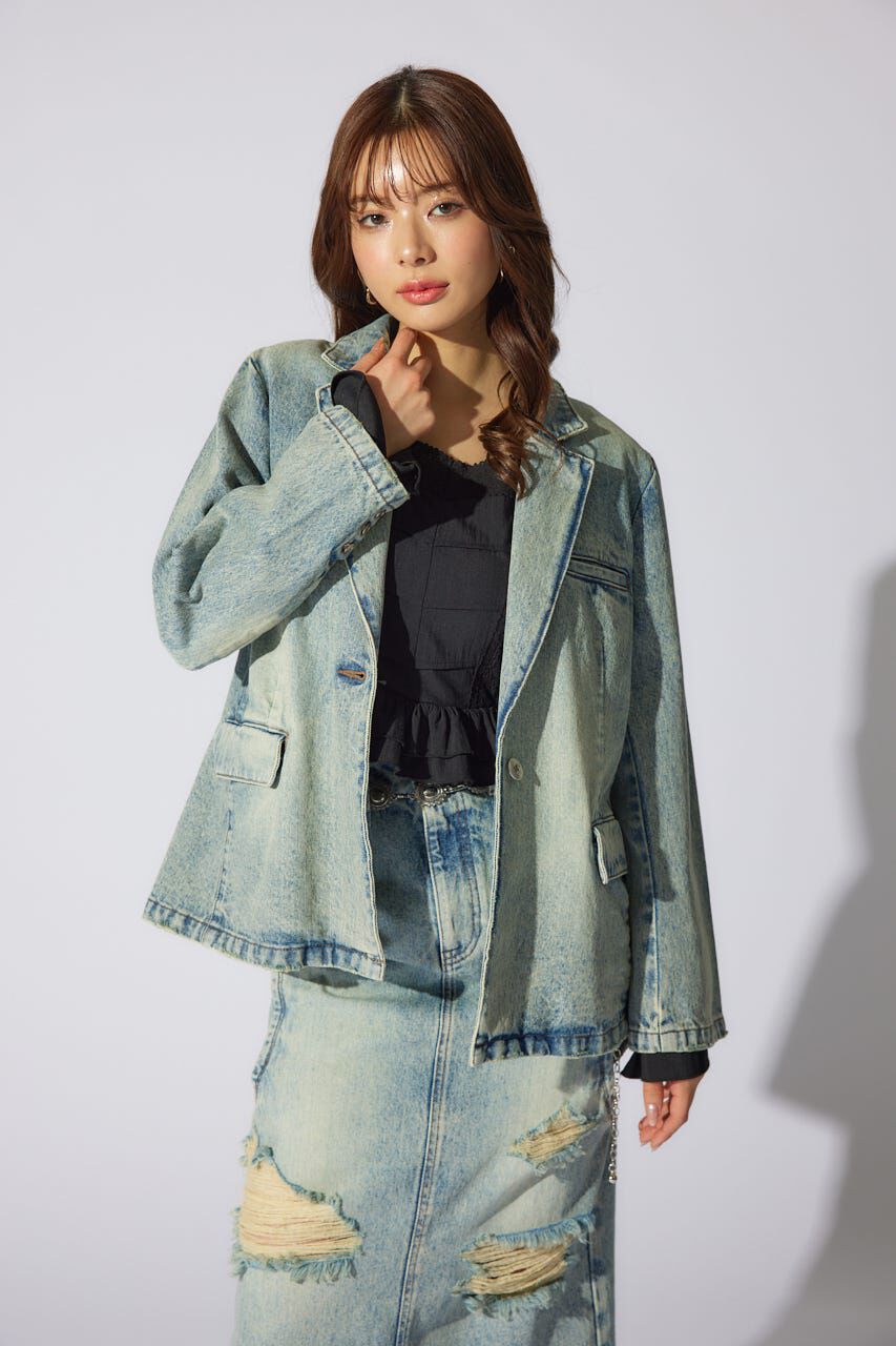 rienda「テーラーカラーデニムジャケット」|デニムジャケット|