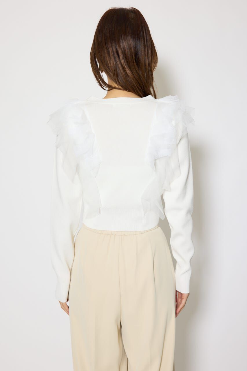 rienda「フリルチュールニットカーディガン」|Tシャツ・カットソー|