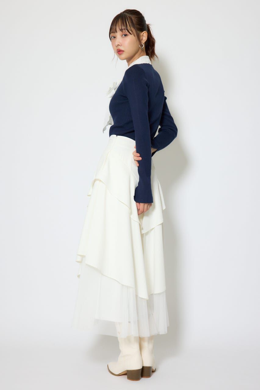 rienda「コットンレースリボンニットトップス」|ニット・セーター|