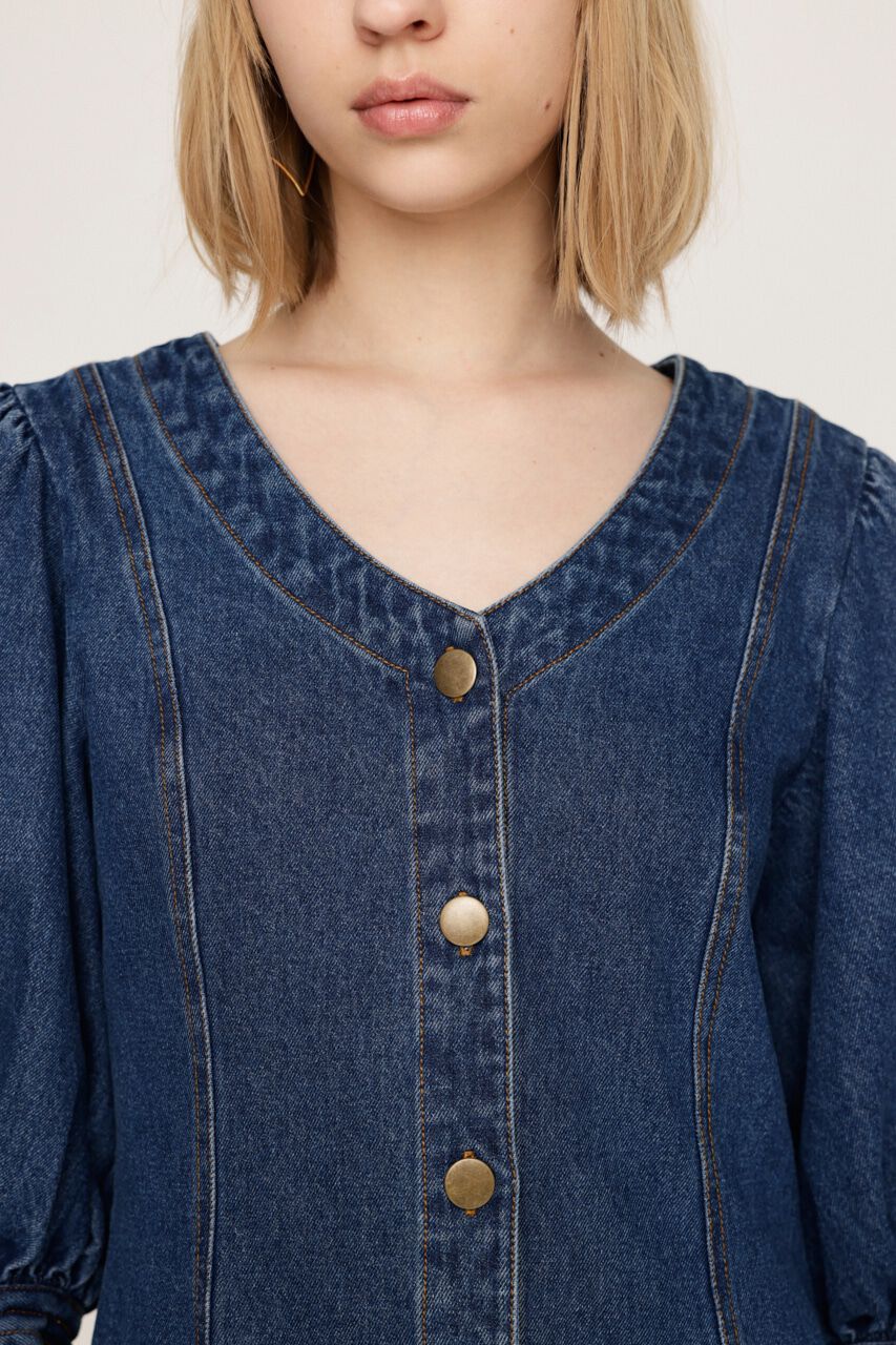 SLY「V NECK DENIM ショートワンピース」|ワンピース|