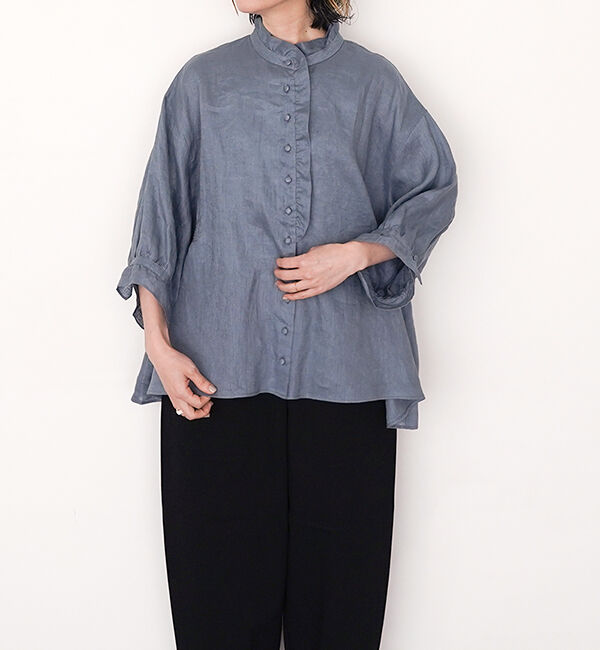 オオカミとフクロウ「オオカミと静かな夜のアフターレイン&ldquo;ブラウス&rdquo;」|シャツ・ブラウス|ブルーグレー