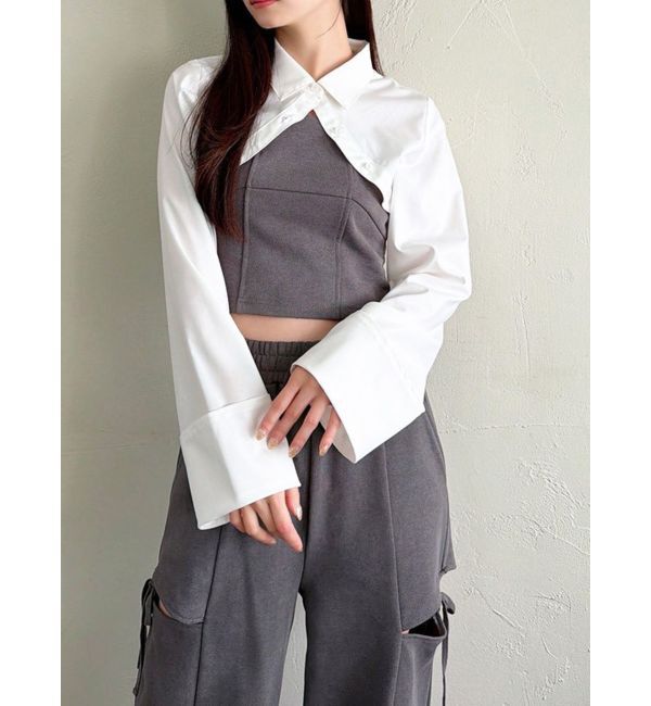 RESEXXY「シャツドッキングトップス【セットアップ着用可能】」|Tシャツ・カットソー|チャコールグレー