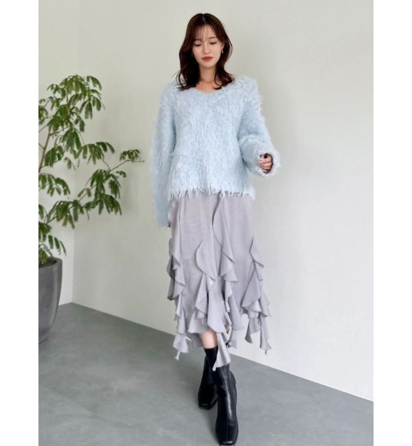 dazzlin「リップルカールVネックニット」|ニット・セーター|