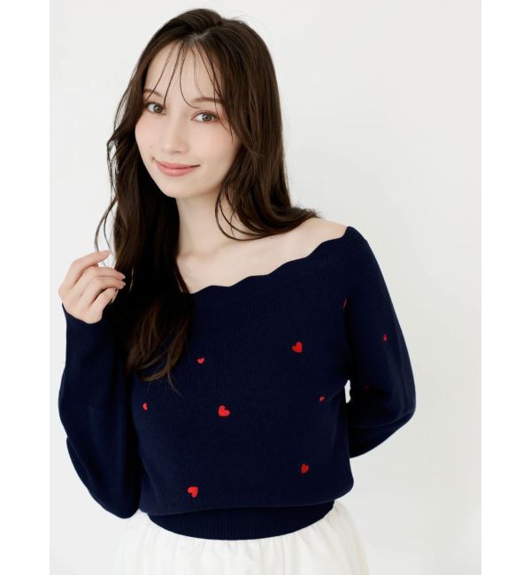 dazzlin「オフショルスカラップハートニット」|ニット・セーター|