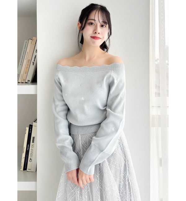 dazzlin「オフショルスカラップハートニット」|ニット・セーター|