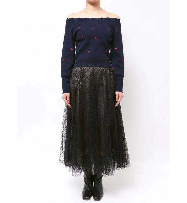 dazzlin「オフショルスカラップハートニット」|ニット・セーター|