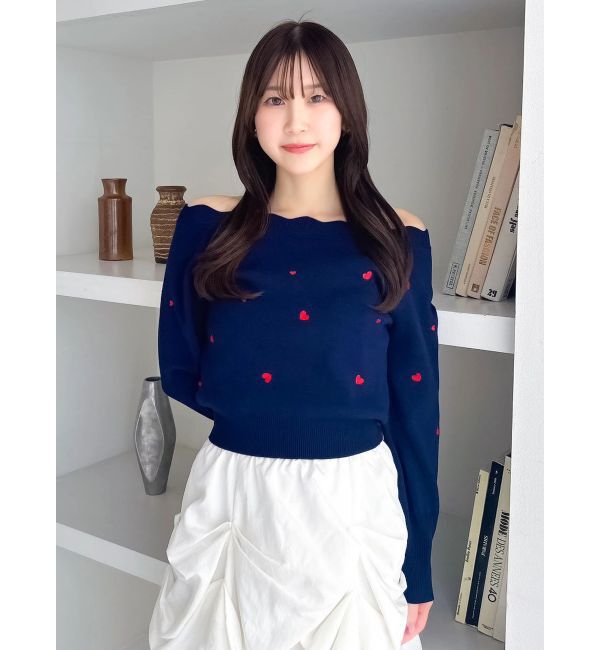 dazzlin「オフショルスカラップハートニット」|ニット・セーター|