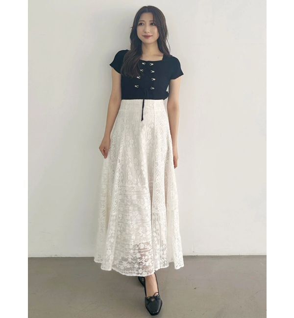 MERCURYDUO「レースパッチワークフレアスカート」|スカート|