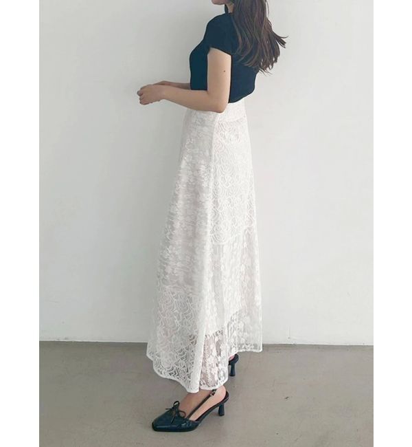 MERCURYDUO「レースパッチワークフレアスカート」|スカート|