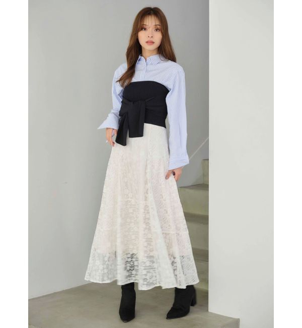 MERCURYDUO「レースパッチワークフレアスカート」|スカート|