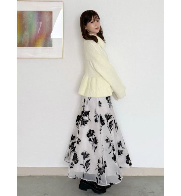 MERCURYDUO「フロッキープリントフレアスカート」|スカート|