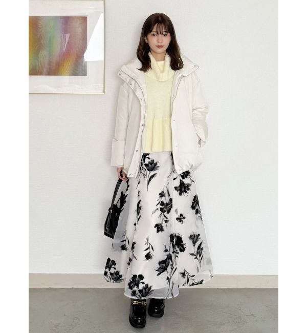 MERCURYDUO「フロッキープリントフレアスカート」|スカート|