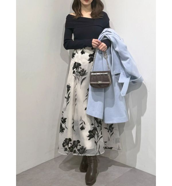 MERCURYDUO「フロッキープリントフレアスカート」|スカート|