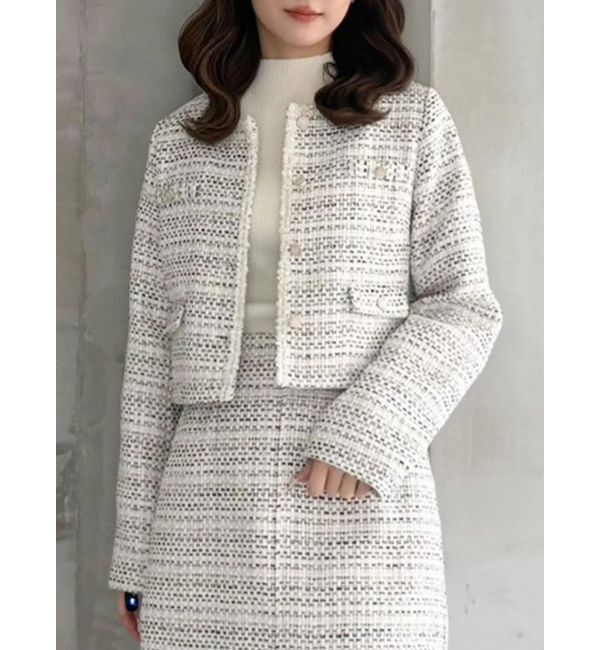 MERCURYDUO「ツイードノーカラージャケット」|その他|