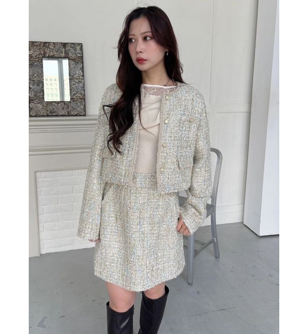 MERCURYDUO「ツイードノーカラージャケット」|その他|