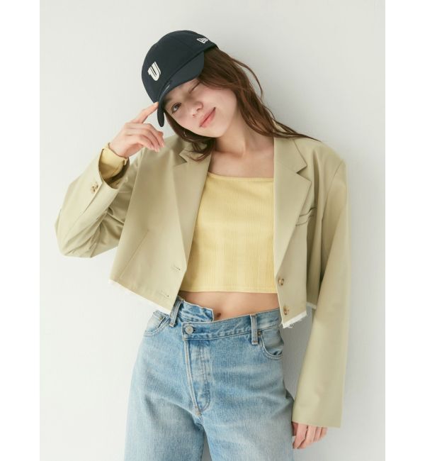 Ungrid「カットオフデザインショートジャケット」|テーラードジャケット|ピスタチオ