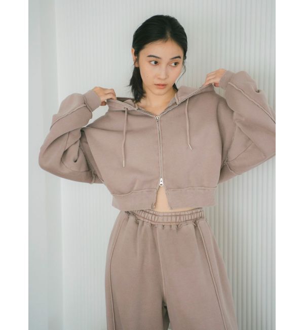 Ungrid「ダブルジップピグメントショートパーカー」|パーカー|