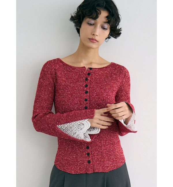 LAGUNAMOON「レーススリーブニットプルオーバー」|ニット・セーター|