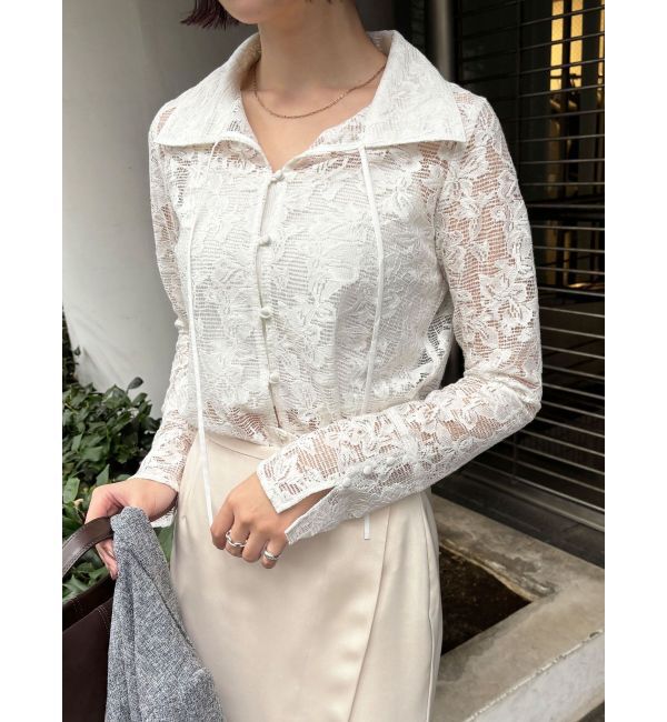 LAGUNAMOON「フラワーパターンレースシャツ」|シャツ・ブラウス|