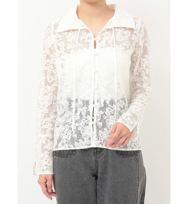 LAGUNAMOON「フラワーパターンレースシャツ」|シャツ・ブラウス|