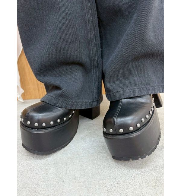 EVRIS「スタッズチャンキーヒールサボ」|サンダル|