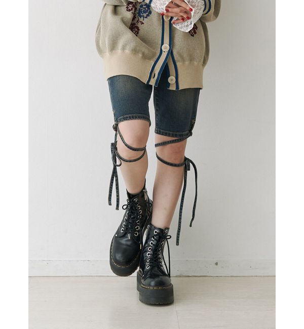 jouetie「ストレッチデニムバイカーパンツ」|デニム|ブルー