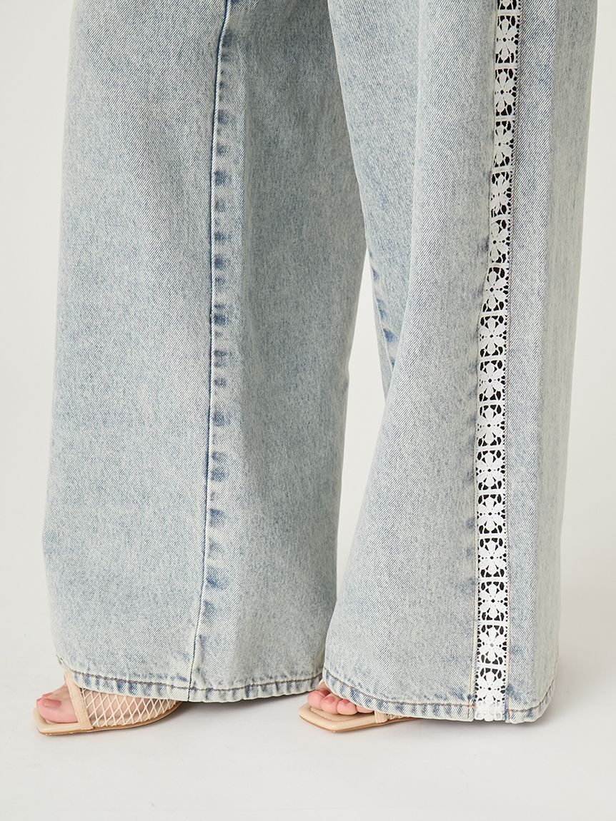 FRAY I.D「サイドラインワイドデニムパンツ」|デニム|