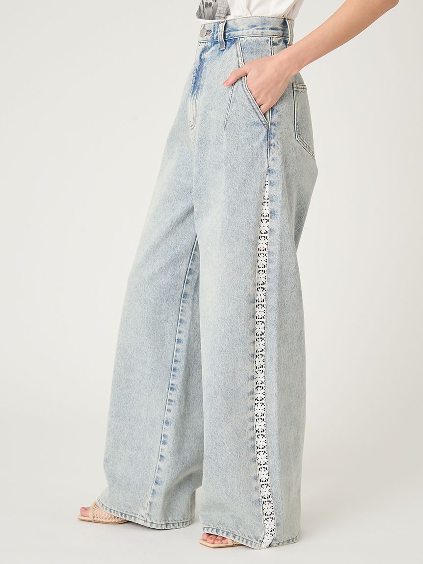 FRAY I.D「サイドラインワイドデニムパンツ」|デニム|