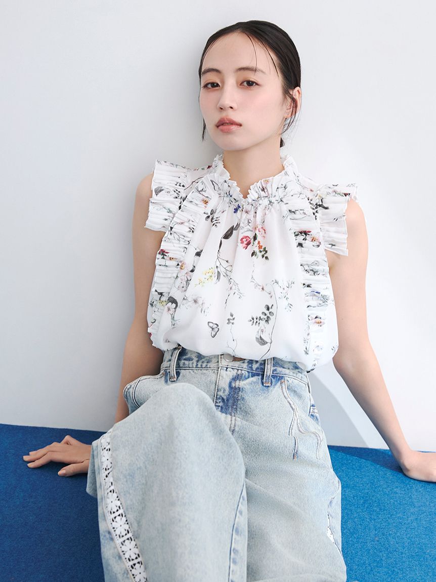 FRAY I.D「サイドラインワイドデニムパンツ」|デニム|