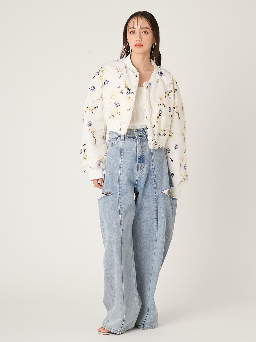 FRAY I.D「【00サイズあり】カットアウトバレルデニムパンツ」|デニム|