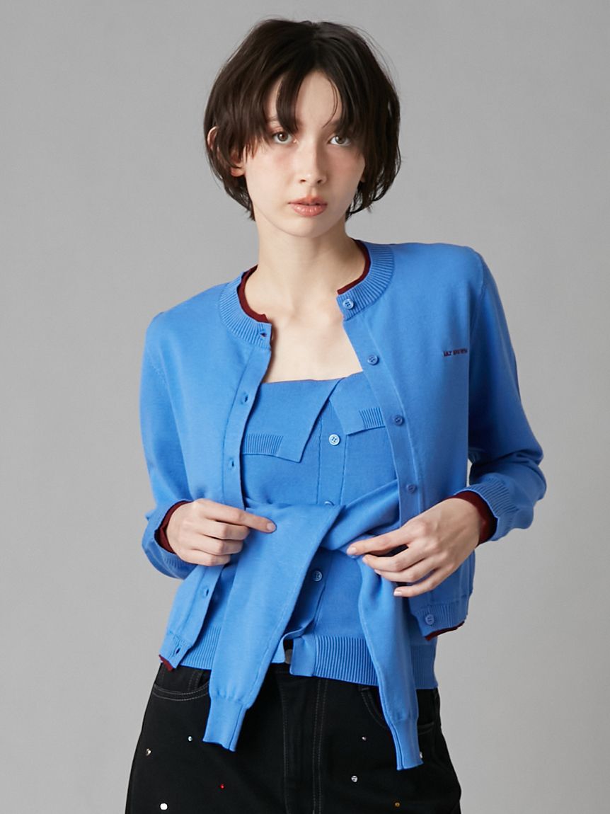 LILY BROWN「カラートリムニットカーディガン」|カーディガン|