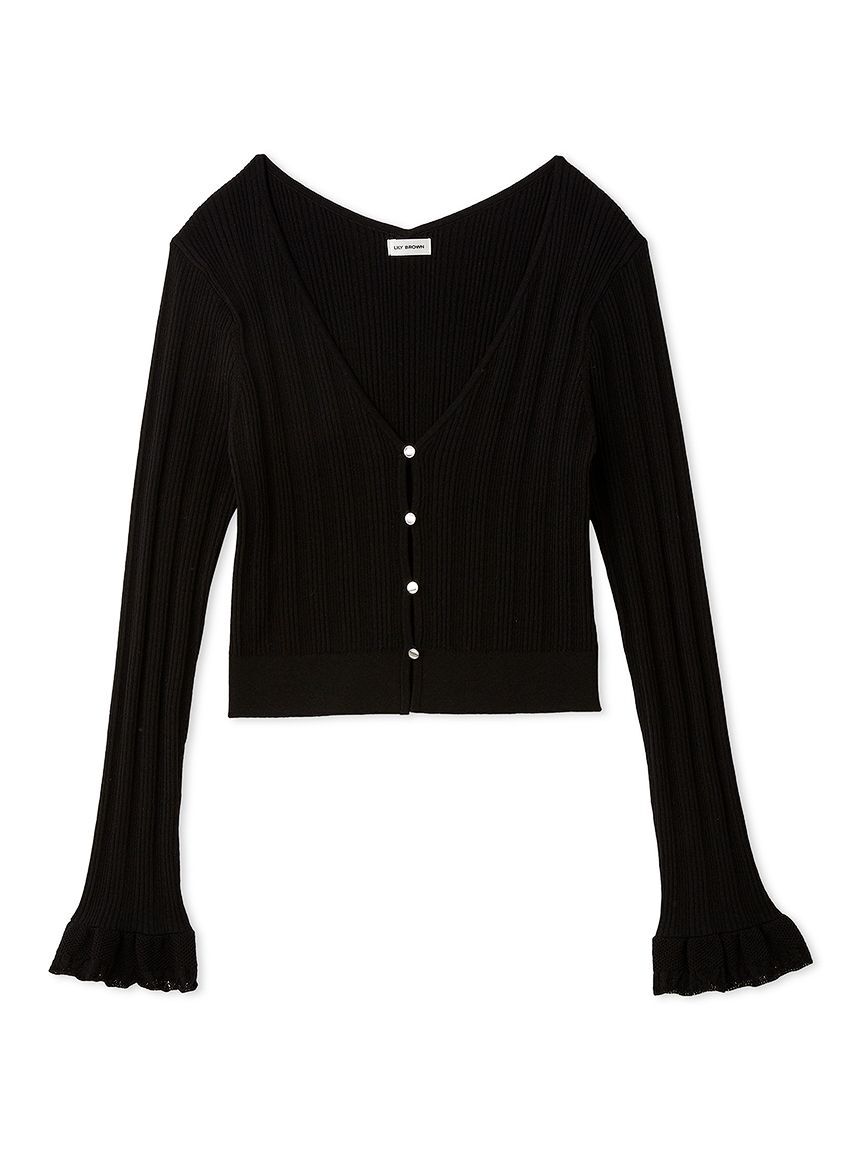 LILY BROWN「ウォッシャブルVネックニットカーディガン」|カーディガン|BLK